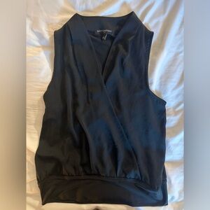 Banana Republic Black Sleeveless Faux-Wrap Satin Camisole